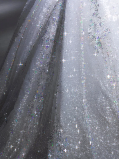 Timeless Ball Gown Tulle Sequin With Veil Long Wedding Dresses C4125