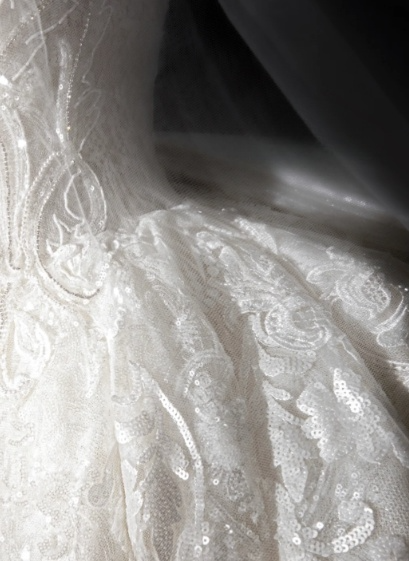 Timeless Ball Gown Tulle Lace Sequin Long Sleeves Long Wedding Dresses C4137
