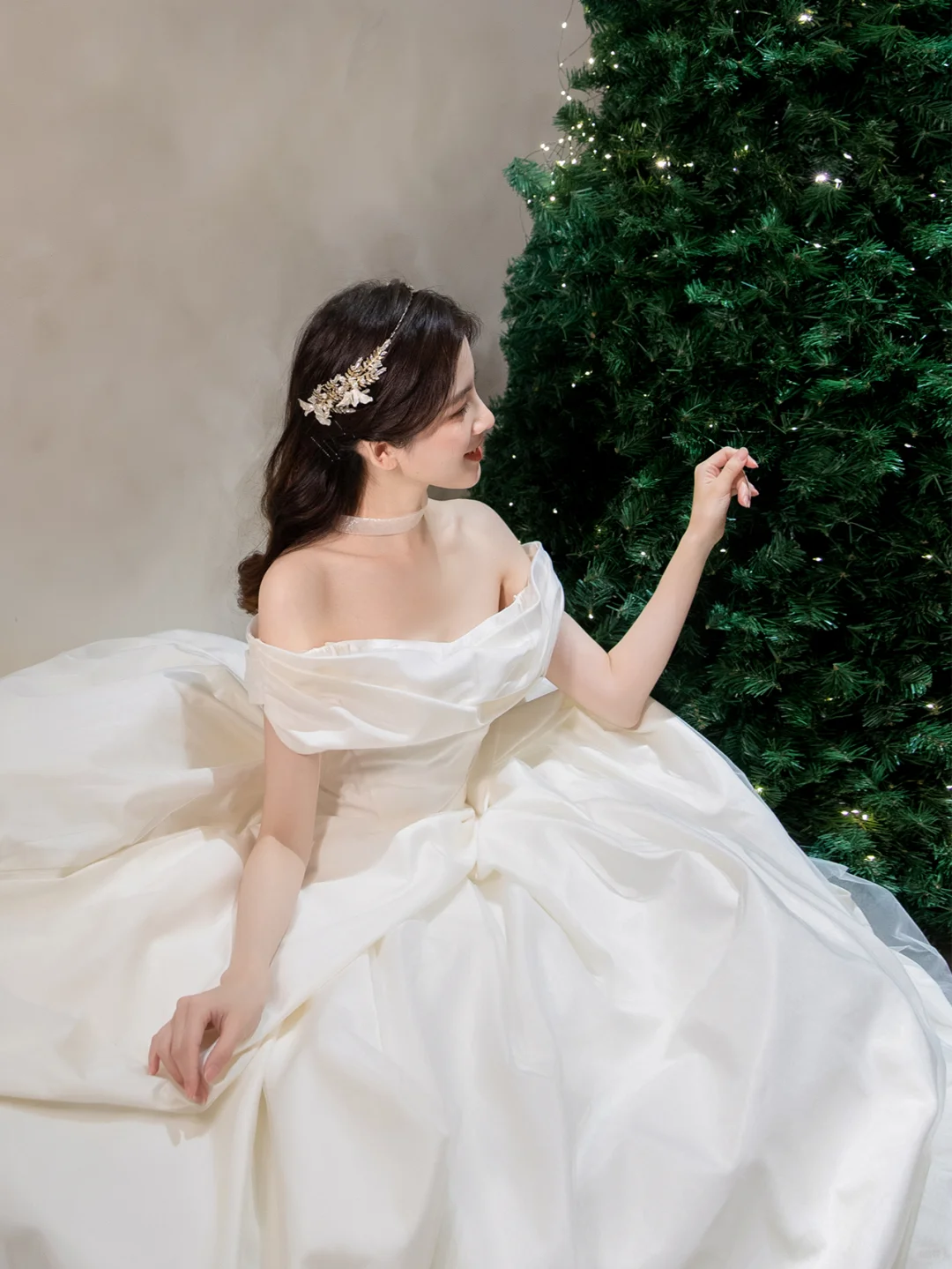 Simple Classy Ball Gown Off The Shoulder Satin Long Wedding Dresses C4194