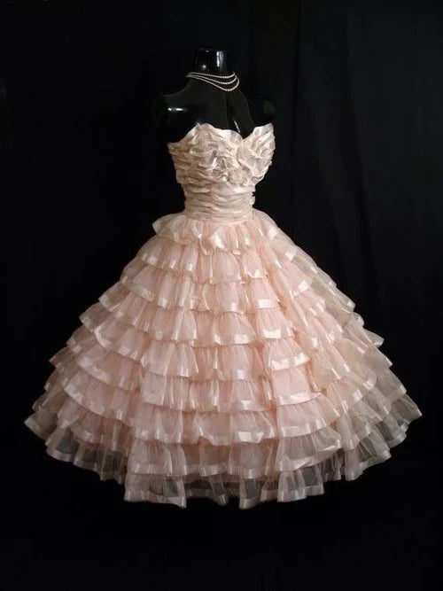girlhomeshops--Pink Sweet Fashion Unique Off-The-Shoulder Multi-Layered Tulle Short Homecoming Dress 16th Birthday Dress gh5612