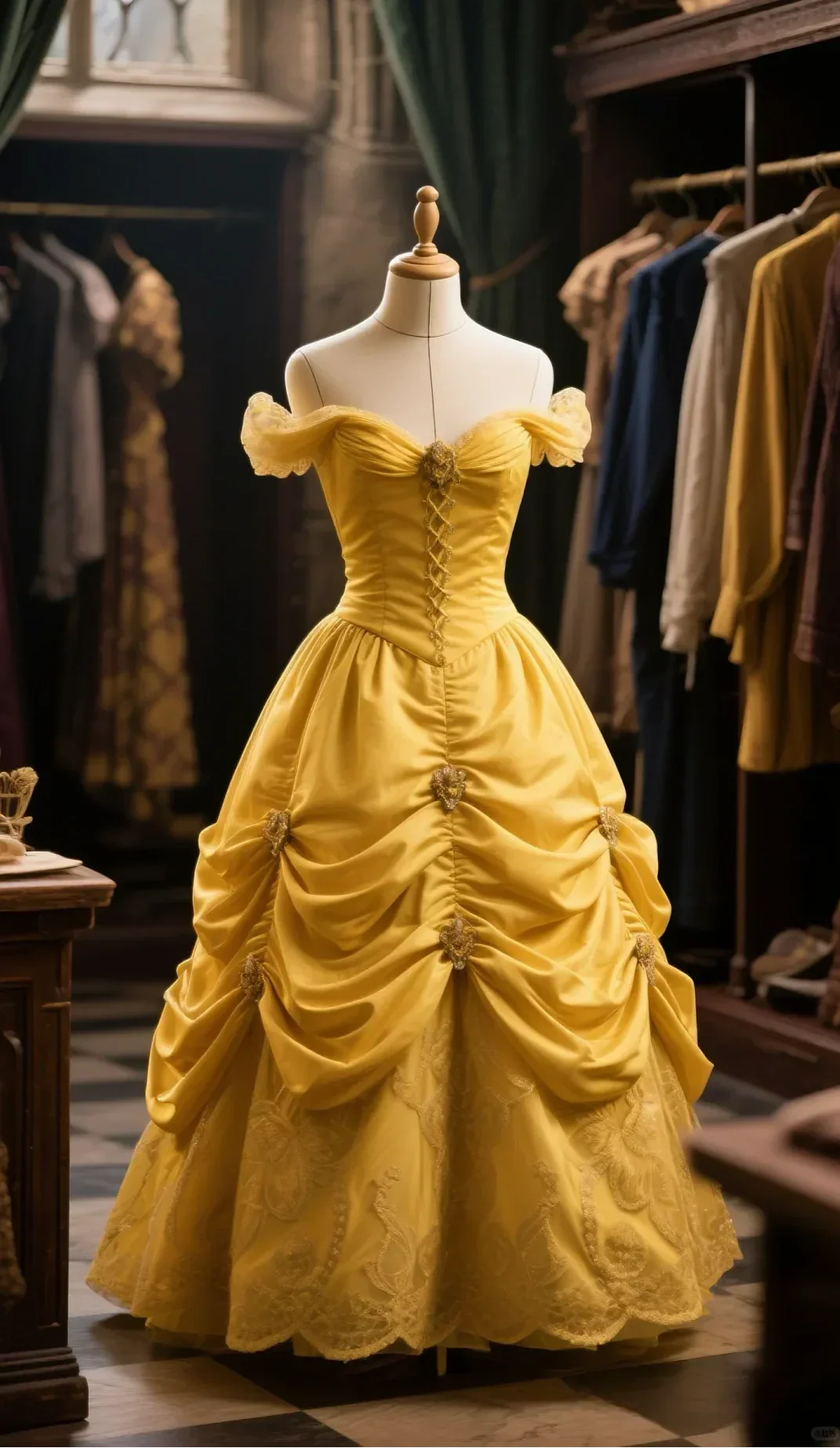 Yellow Ball Gown Off The Shoulder Satin Lace Long Prom Dress Evening Dress
