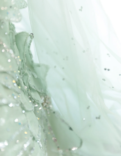 Pretty Mint Green Tulle Petals Sequin Beaded A Line Birthday Prom Dress Party Dress SP1520