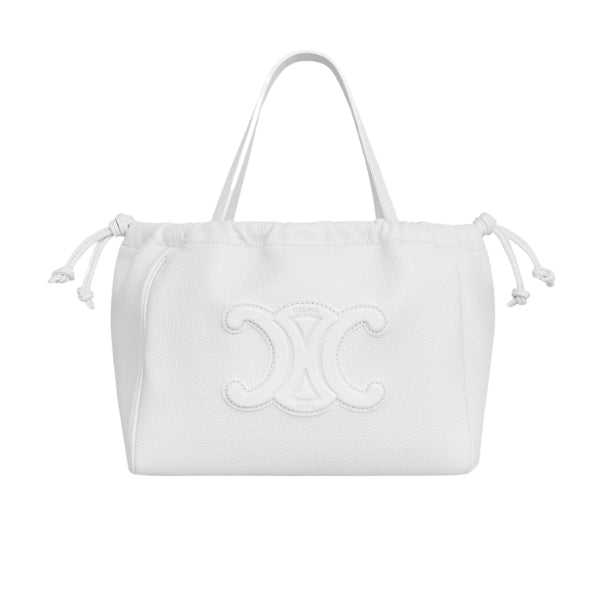 CELINE SMALL CABAS DRAWSTRING CUIR TRIOMPHE IN SMOOTH CALFSKIN WHITE 24CM