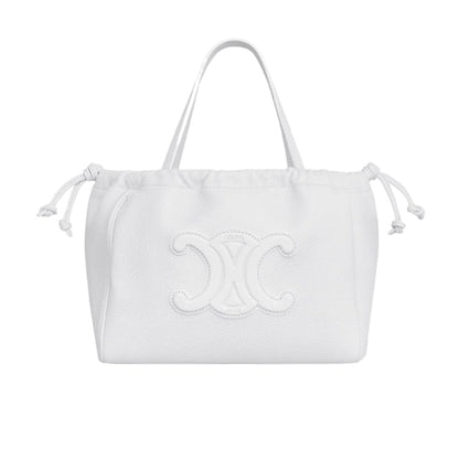 CELINE SMALL CABAS DRAWSTRING CUIR TRIOMPHE IN SMOOTH CALFSKIN WHITE 24CM