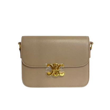 CELINE TEEN TRIOMPHE BAG IN SHINY CALFSKIN BEIGE 18CM
