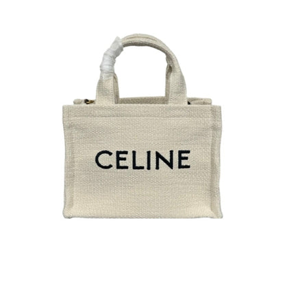 CELINE SMALL CABAS THAIS IN TEXTILE WITH JACQUARD IN WHITE 25CM