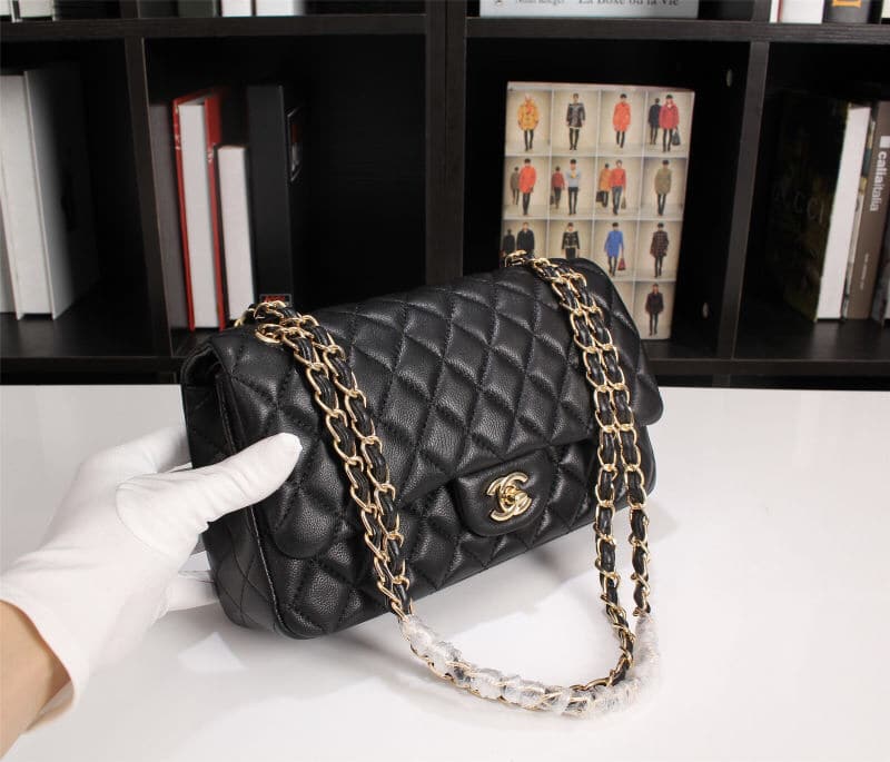 Chanel Classic Flap Black Gold Hardware 25Cm