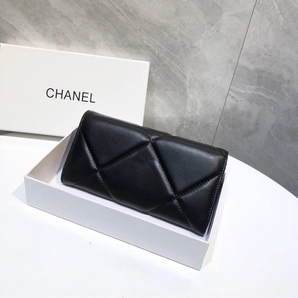 Chanel 19 Flap Long Wallet Black 19Cm