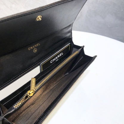Chanel 19 Flap Long Wallet Black 19Cm