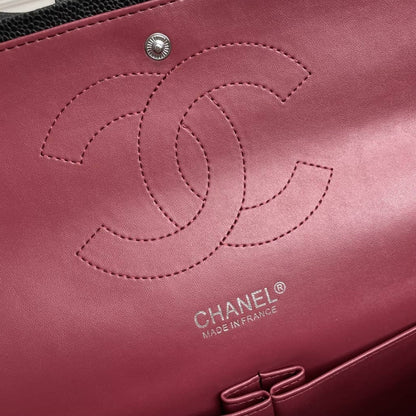 Chanel Maxi Classic Handbag Sliver Hardware Black 33Cm