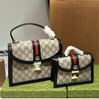 Gucci Ophidia Small Top Handle Bag Beige And Black 25Cm 651055 96IWN 4076
