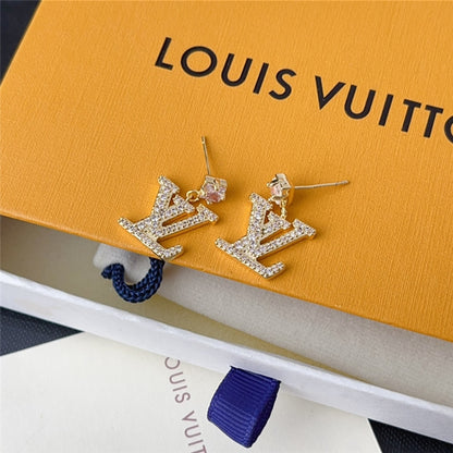 LOUIS VUITTON LADY LV EARRINGS GOLD TONE M01844