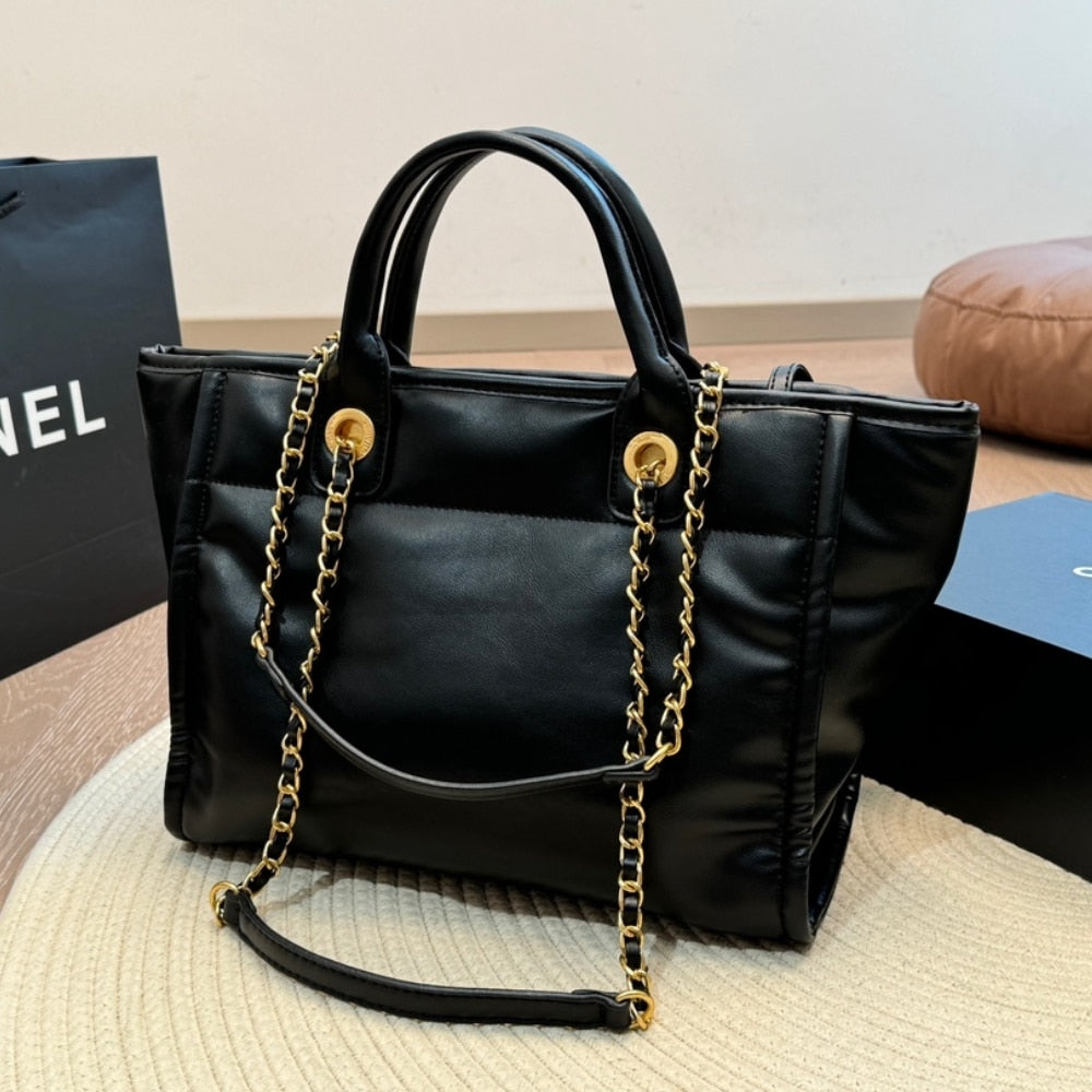 Chanel Large Deauville Shopping Bag Black 31Cm