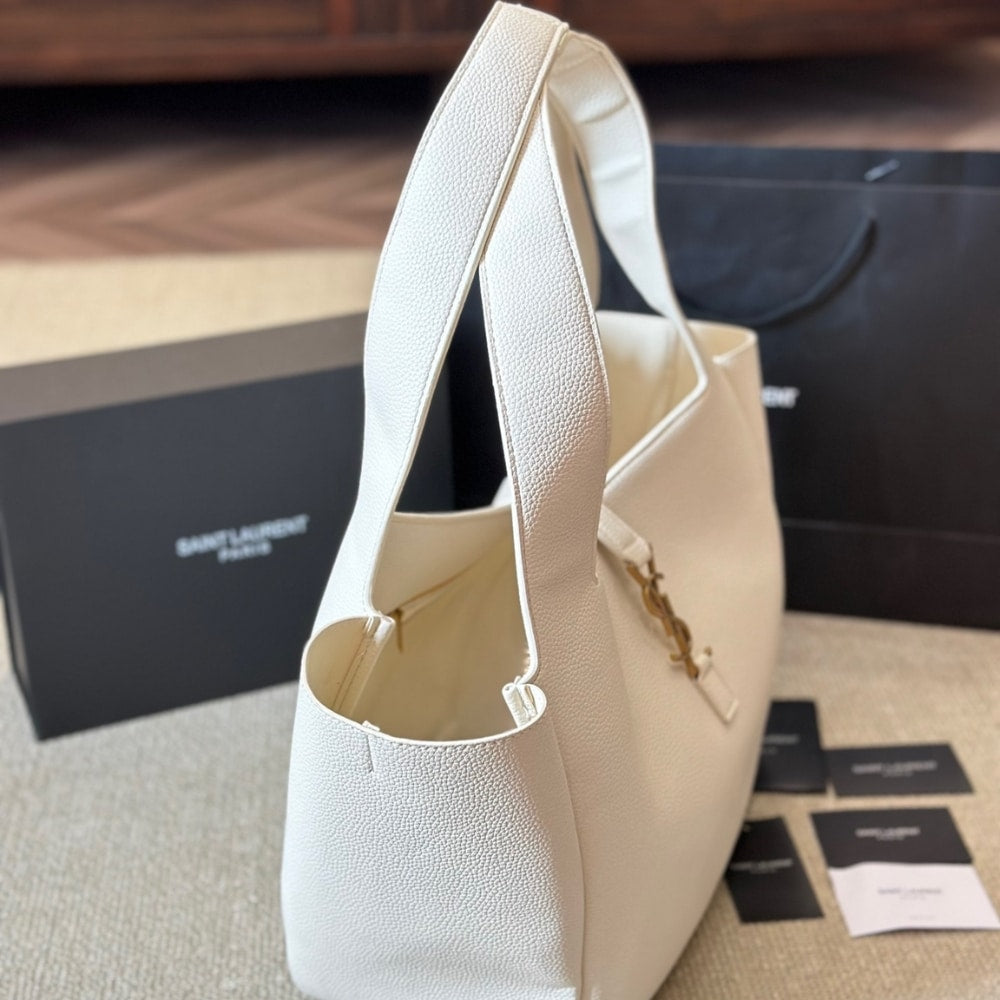 Saint Laurent Le 5 À 7 Bea In Grained Leather White 50Cm 763435AADDG