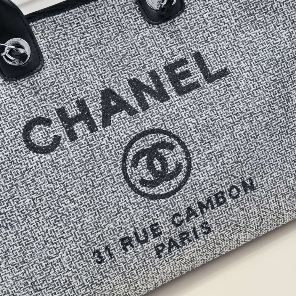 Chanel Large Deauville Tote Bag Bicolor Gray 40Cm