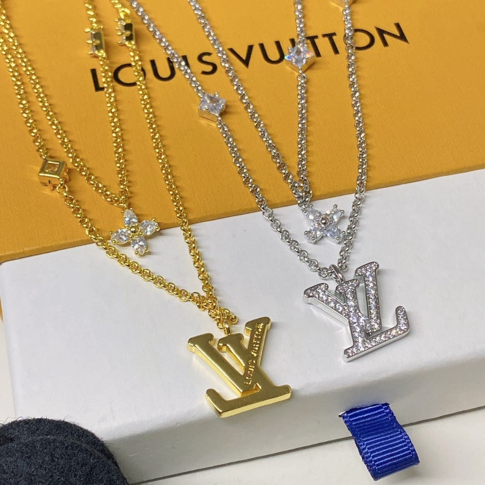 LOUIS VUITTON LADY LV NECKLACE GOLD TONE M01845