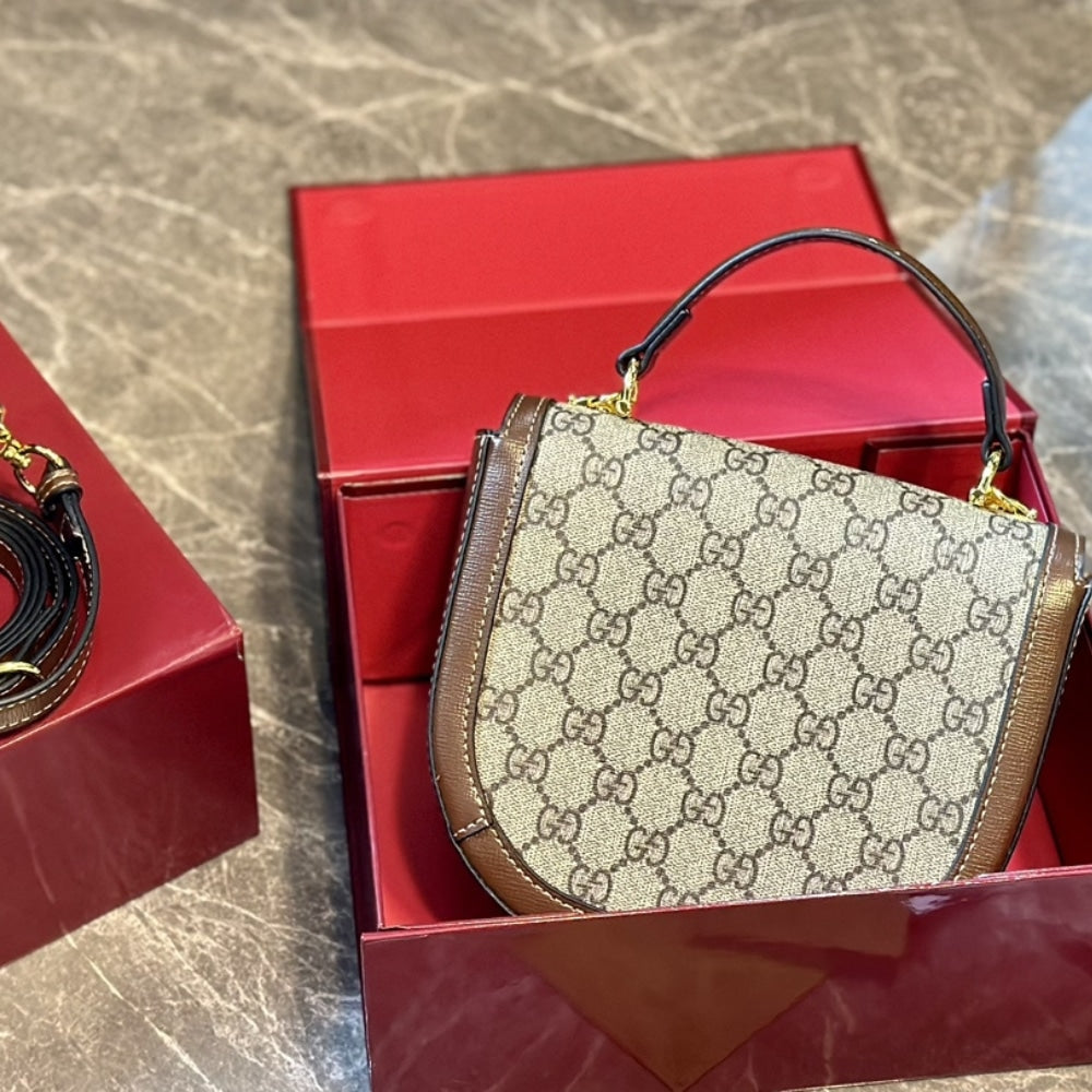 Gucci Horsebit 1955 Mini Top Handle Bag Beige And Ebony 14Cm 781387 92TCG 8563