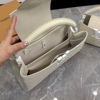 Louis Vuitton Capucines MM East West In Grey 33Cm