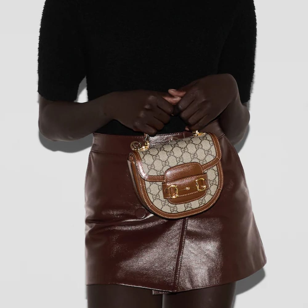 Gucci Horsebit 1955 Mini Top Handle Bag Beige And Ebony 14Cm 781387 92TCG 8563