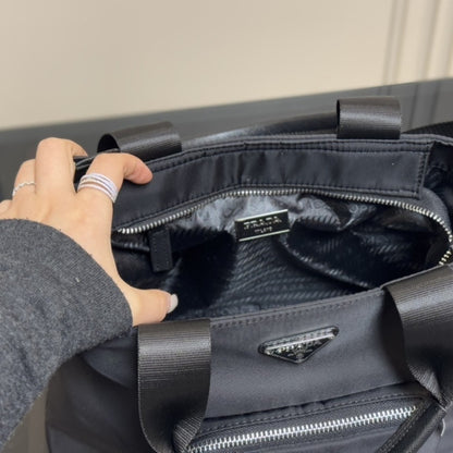 Prada Re Nylon Tote Bag Black 32Cm 1BG354 RV44 F0002 V B1M
