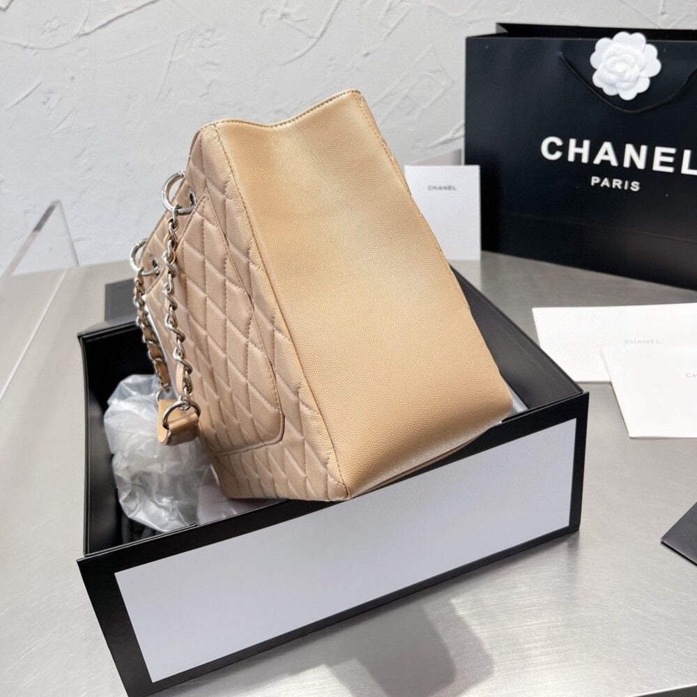 Chanel Grand Shopping Bag Caviar Beige 34Cm