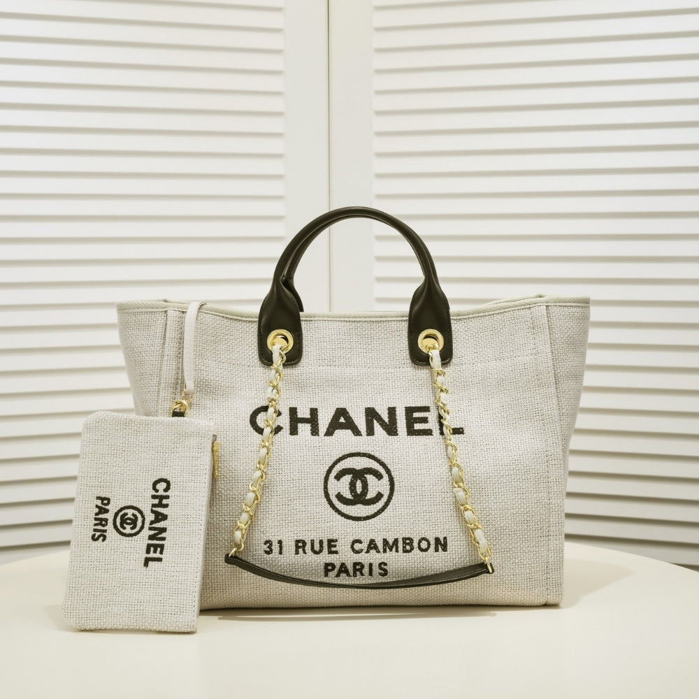 Chanel Deauville Large Tote Shopping Bag 37Cm