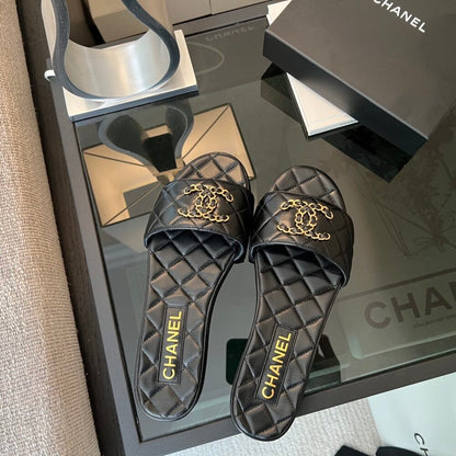 Chanel 23P Quilted Cc Chain Mule Sandal Black G39954 X56940 94305