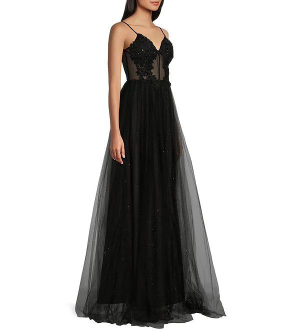 Decorative tight fitting corset prom dress