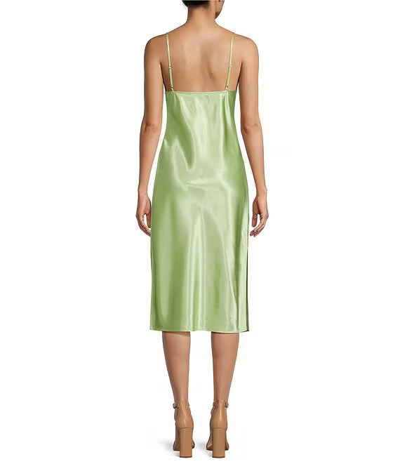 Sleeveless high neck mid length suspender prom dress