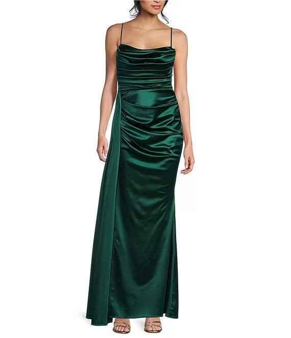 Satin Sweetheart Neckline Side Drop Prom Dress