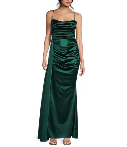 Satin Sweetheart Neckline Side Drop Prom Dress