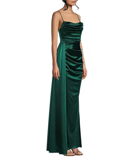 Satin Sweetheart Neckline Side Drop Prom Dress
