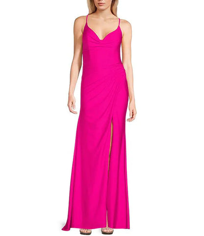Fold tied back length prom dress