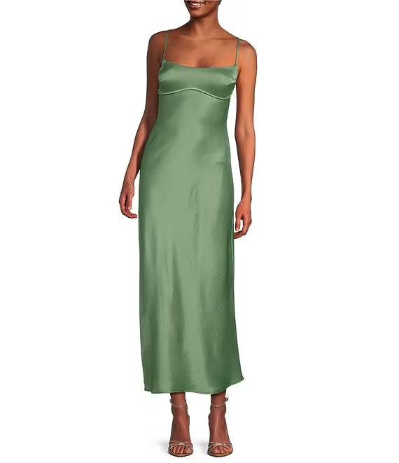 Satin horizontal stripe length prom dress
