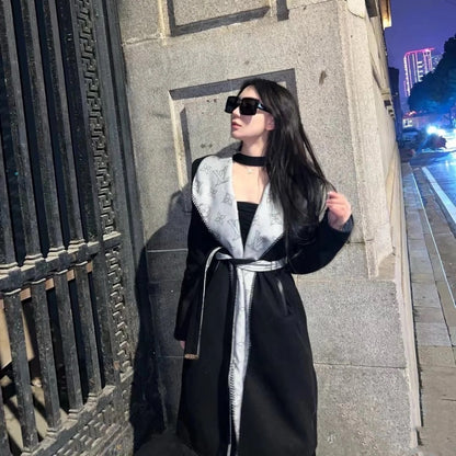 Louis Vuitton Reversible Mahina Monogram Wrap Coat Black