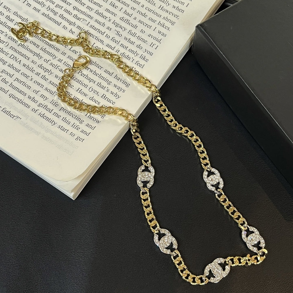 Chanel Choker Metals And Stone Grains Gold Silver And Transparent