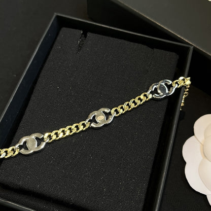 Chanel Interlocking Bracelet Gold Silver And Transparent Ab6442 B06011 Nc835