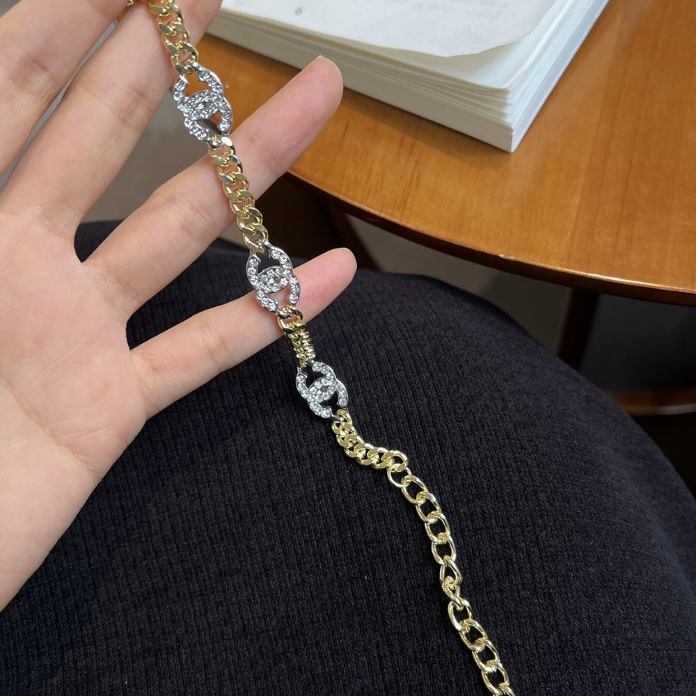 Chanel Interlocking Bracelet Gold Silver And Transparent Ab6442 B06011 Nc835