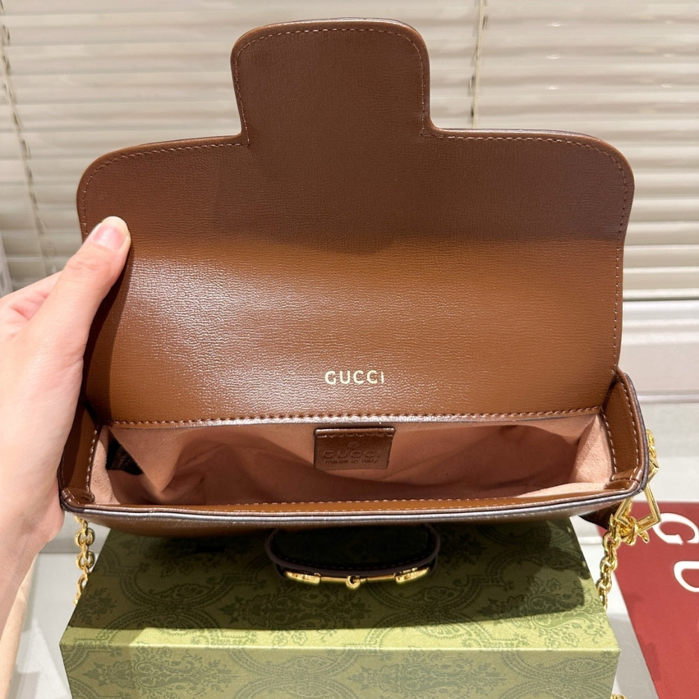 Gucci Horsebit 1955 Small Shoulder Bag Brown 24Cm