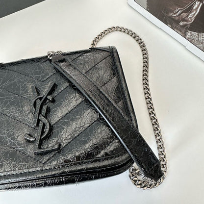 Saint Laurent Niki Vintage Leather Chain Wallet Black 19Cm 583103 0En04 1000