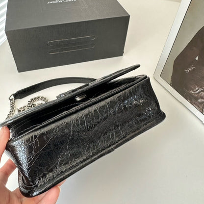 Saint Laurent Niki Vintage Leather Chain Wallet Black 19Cm 583103 0En04 1000
