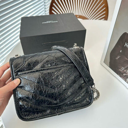 Saint Laurent Niki Vintage Leather Chain Wallet Black 19Cm 583103 0En04 1000