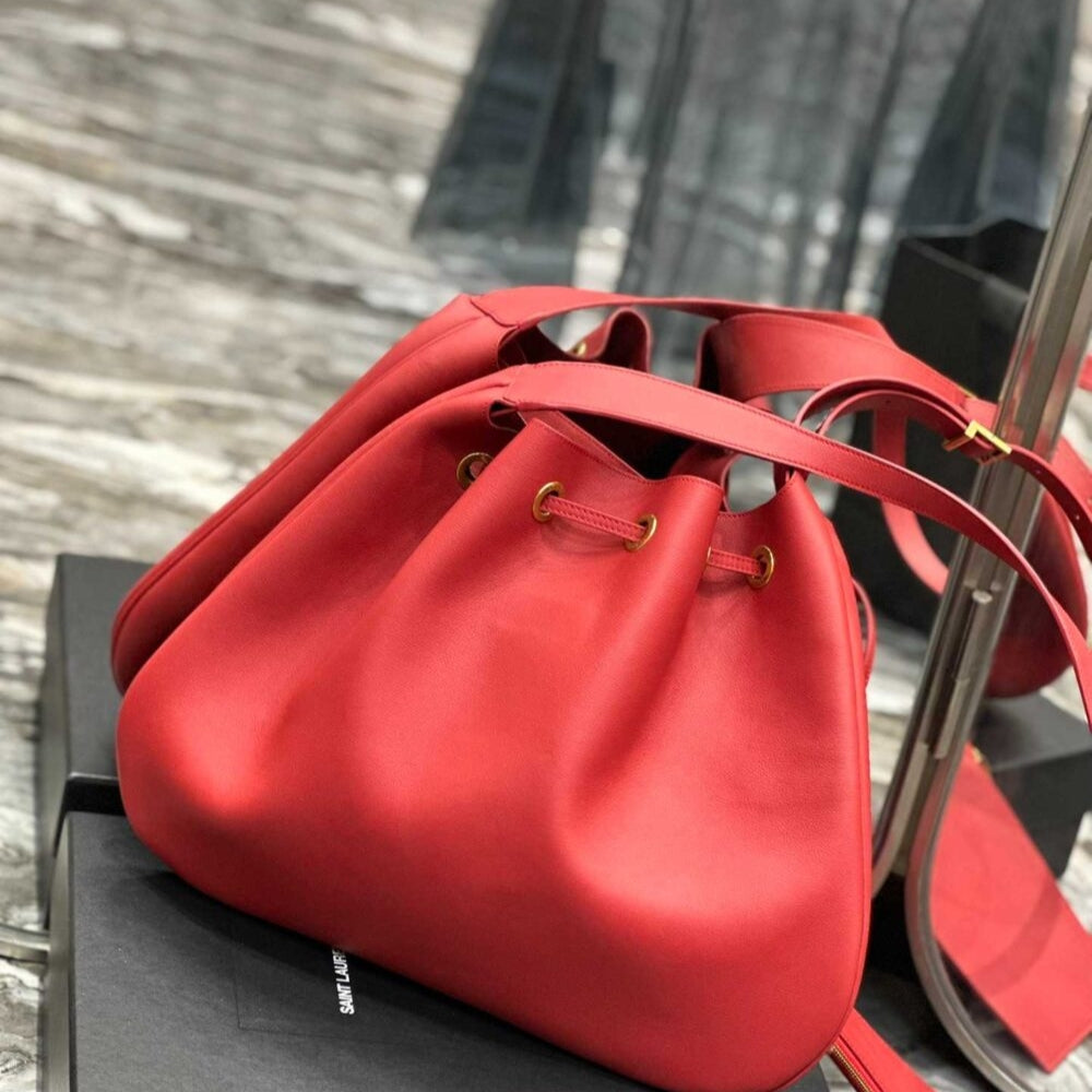 Saint Laurent Paris VII Large Flat Hobo Bag In Smooth Leather Bag Red 44Cm