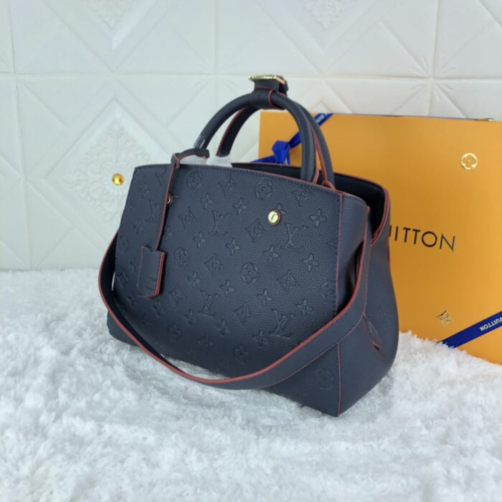 Louis Vuitton Montaigne MM Monogram Empreinte Leather Navy Blue 33Cm M42746