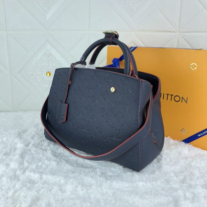 Louis Vuitton Montaigne MM Monogram Empreinte Leather Navy Blue 33Cm M42746