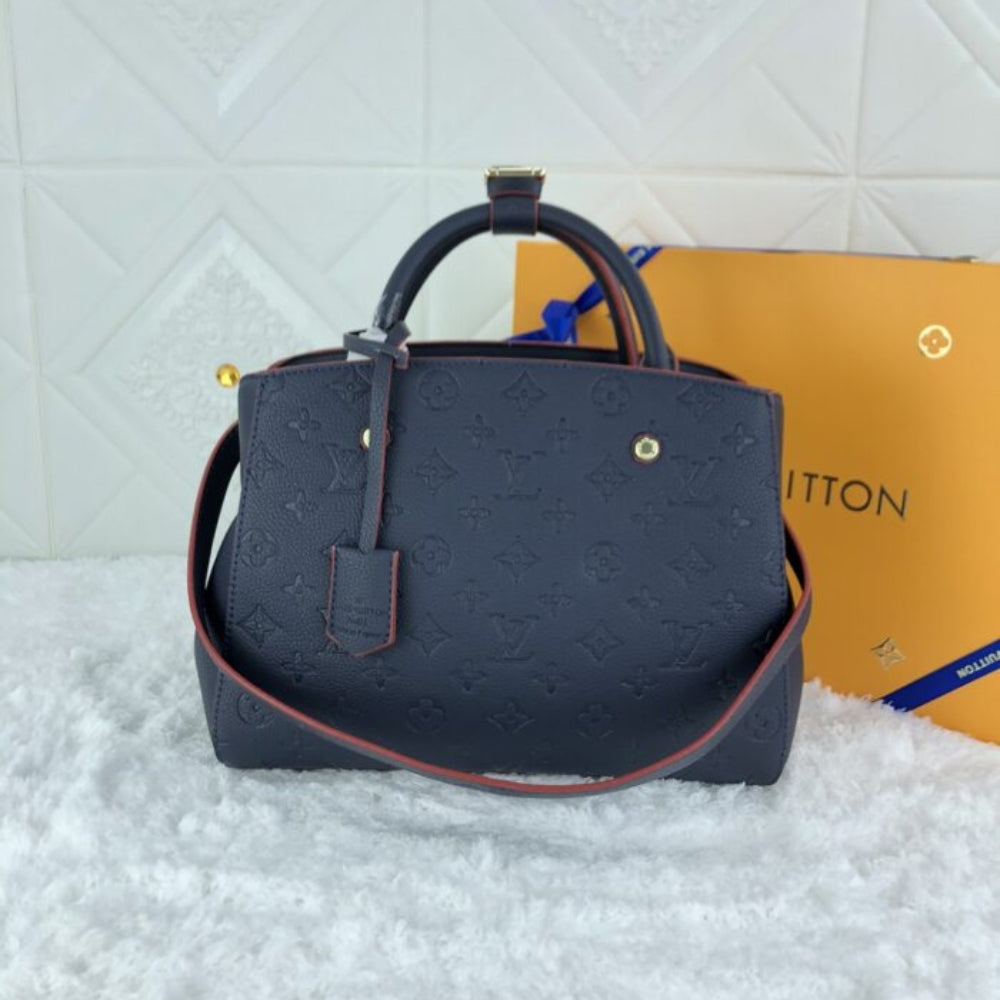Louis Vuitton Montaigne MM Monogram Empreinte Leather Navy Blue 33Cm M42746