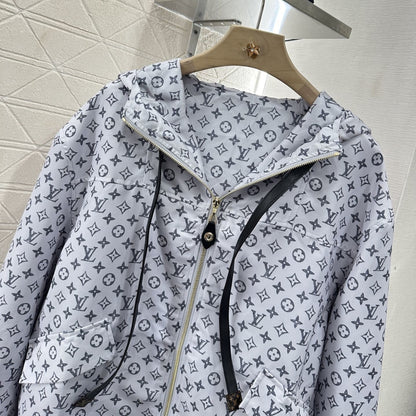Louis Vuitton Monogram Pattern Parka Jacket Black White 1Ahzpf