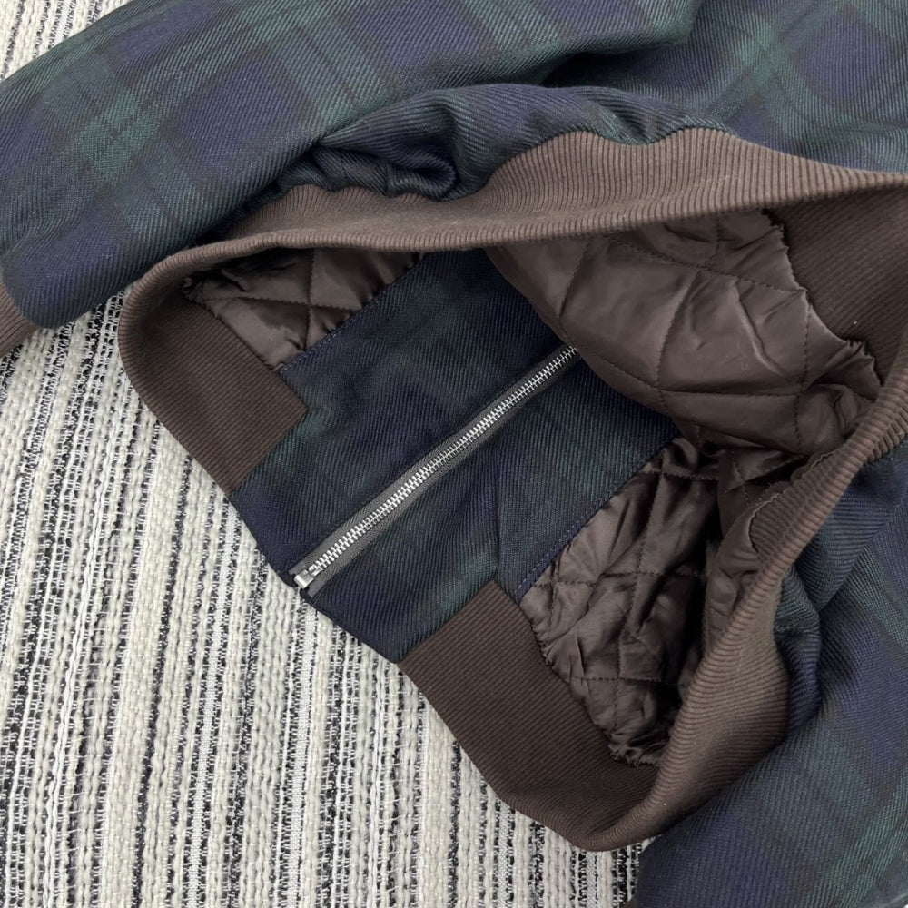 Miumiu Checked Twill Blouson Jacket Blue And Green