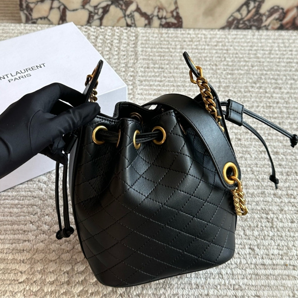 Saint Laurent Small Cassandre Bucket Bag Black 18Cm