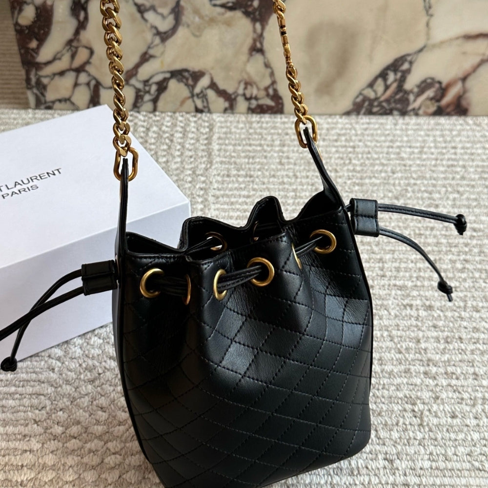 Saint Laurent Small Cassandre Bucket Bag Black 18Cm
